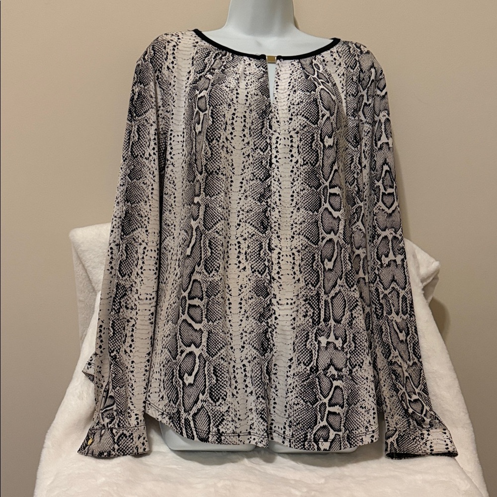 Ellen Tracy Monochrome Patterned Top - image 3